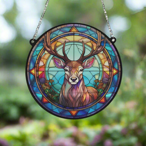 Stag Stained Glass Effect Suncatcher